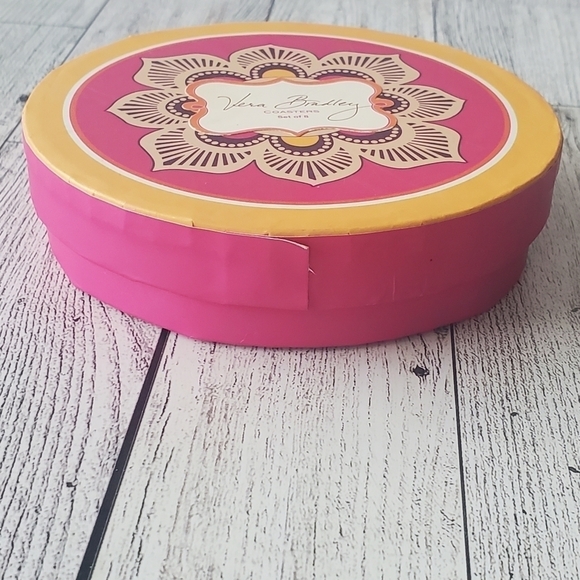 Vera Bradley Coaster Set Cardboard 7 Pink/Yellow. - Picture 4 of 10